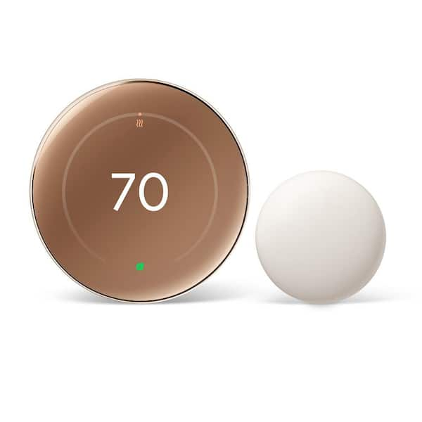 Nest Learning Thermostat (4th Gen) with Nest Temperature Sensor (2nd Gen) - Polished Gold