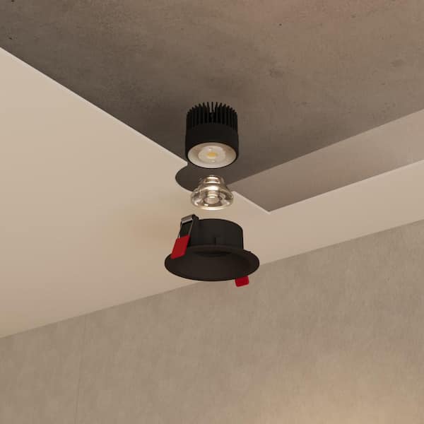 Inspira 3 in. Black Round Integrated LED Canless Recessed Lighting Kit Selectable 5CCT 12W 1000LM ETL (1-Pack)