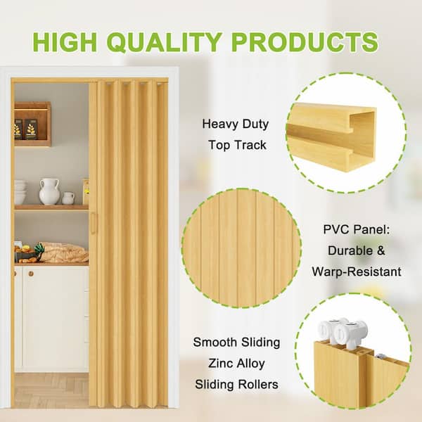 ARK DESIGN 36 in. x 80 in. Oak Vinyl PVC Double Layer Accordion