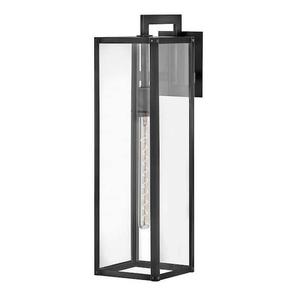 HINKLEY Max 1-Light Black Hardwired Outdoor Wall Lantern Sconce