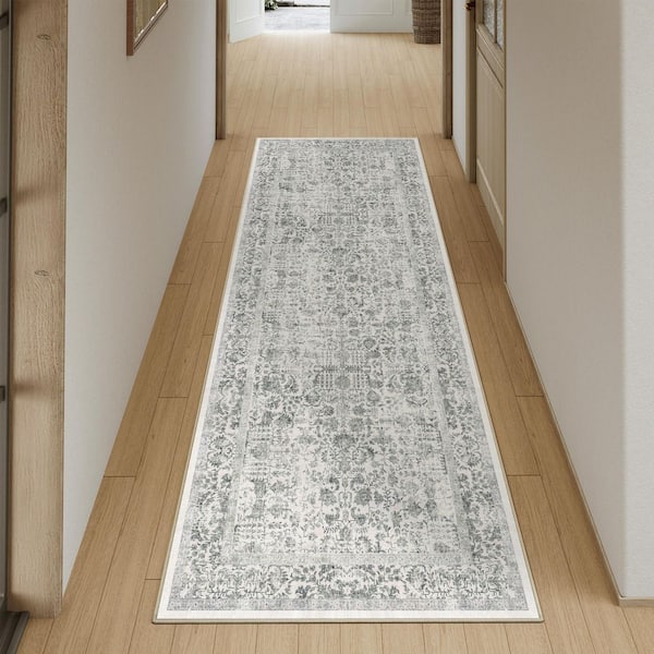 Entomology Black 2 ft. x 6 ft. Vintage Floral Runner Rug