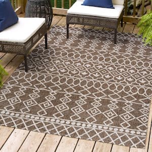 Kafel Tribal Bohemian Brown/Beige 5 ft. x 8 ft. Indoor/Outdoor Area Rug