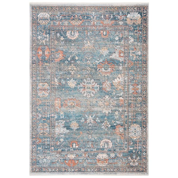 SAFAVIEH Victoria Blue/Ivory 9 ft. x 12 ft. Border Area Rug VIC905M-9 ...