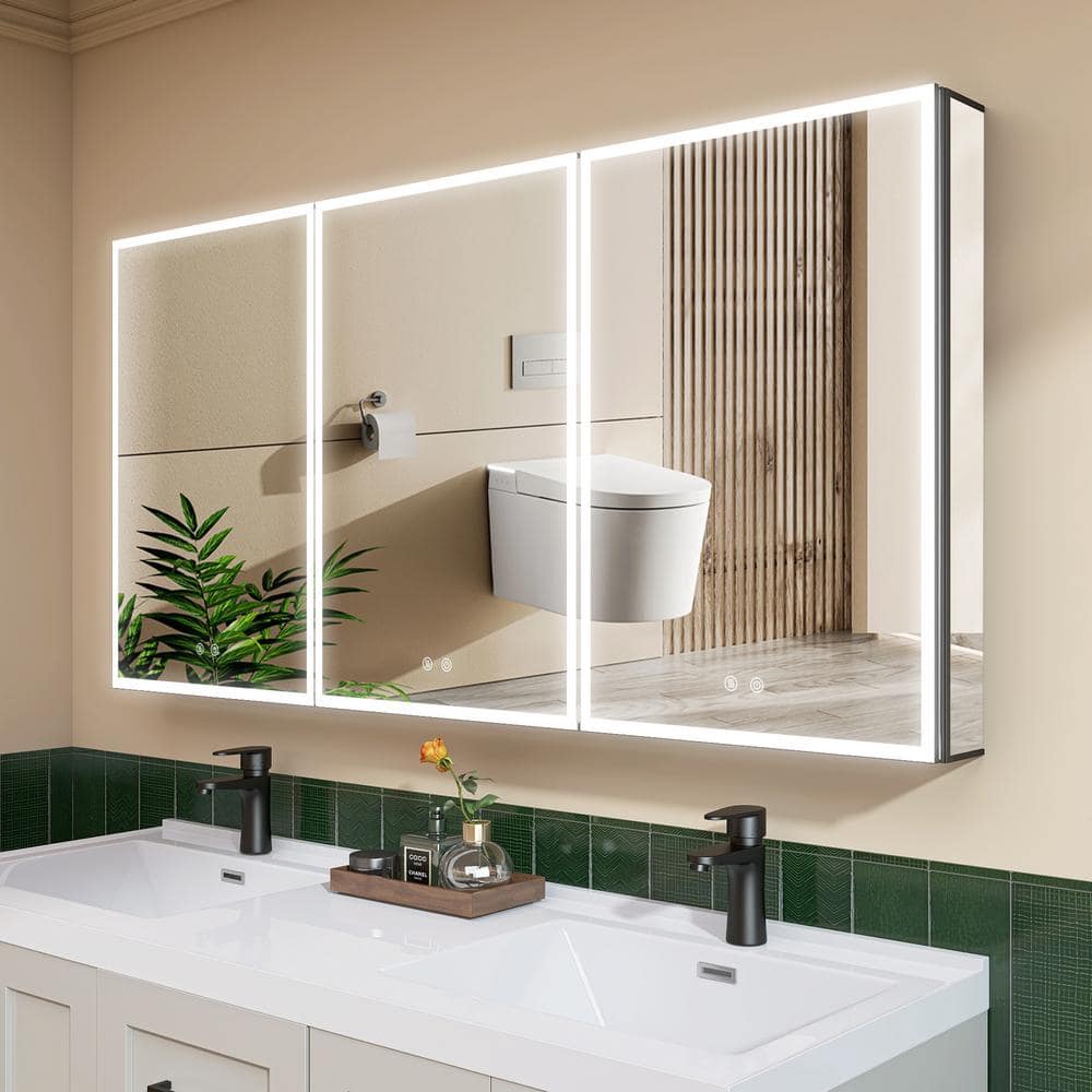 Zeafive 60 in. W x 30 in. H LED Light Rectangular Medicine Cabinet with ...