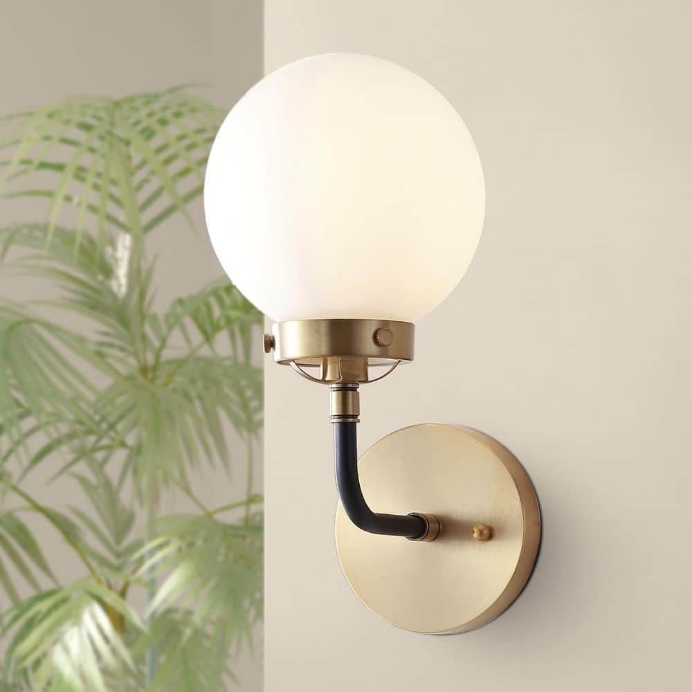Caleb 11.75'' Antique Gold and Black LED Vanity Light