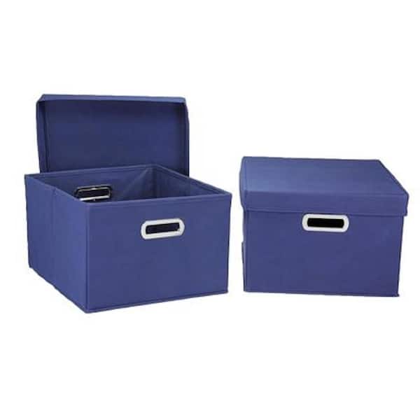 HOUSEHOLD ESSENTIALS 2 Gal. Collapsible Storage Box Set in Navy