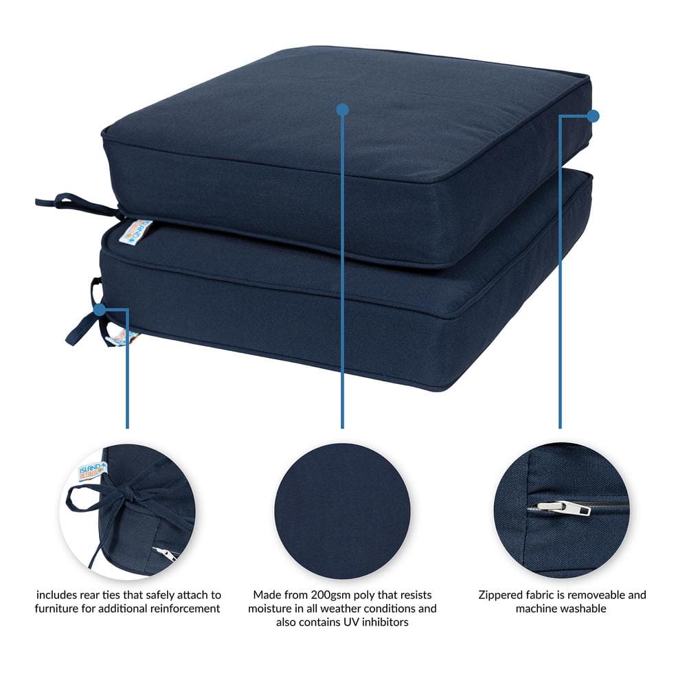 Navy Blue All-Weather Outdoor Seat Cushion Set