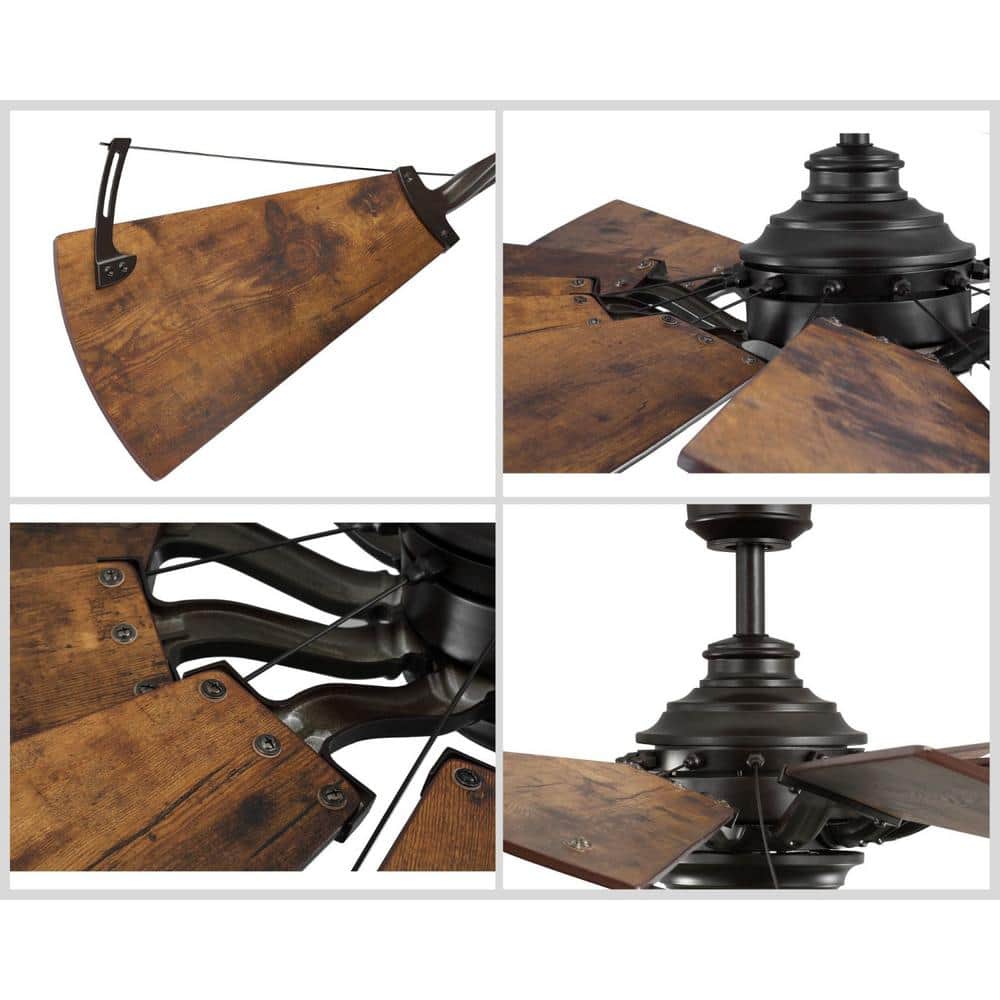 Rustic 60'' Walnut Windmill Ceiling Fan with Remote