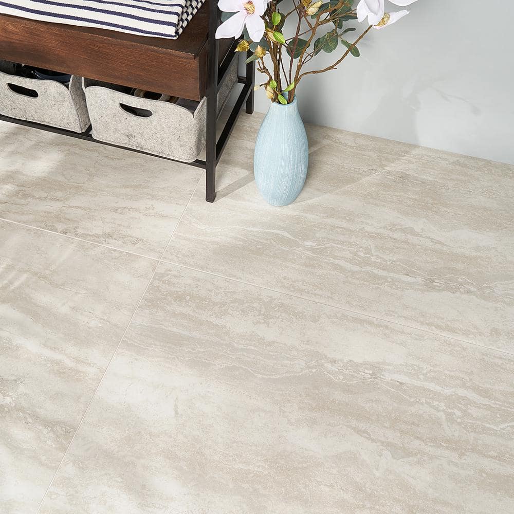 Essential Travertine Beige 24" x 48" Porcelain Matte Tile