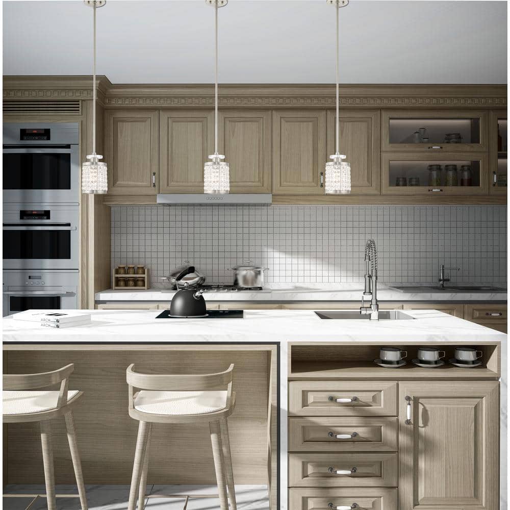 Elegant Brushed Nickel Mini Pendant with Clear Crystal Shade