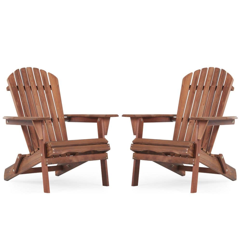 Classic Natural Brown Folding Wood Adirondack Chair for Garden, Lawn, Backyard (2-Pack) price history on PriceWatchPro