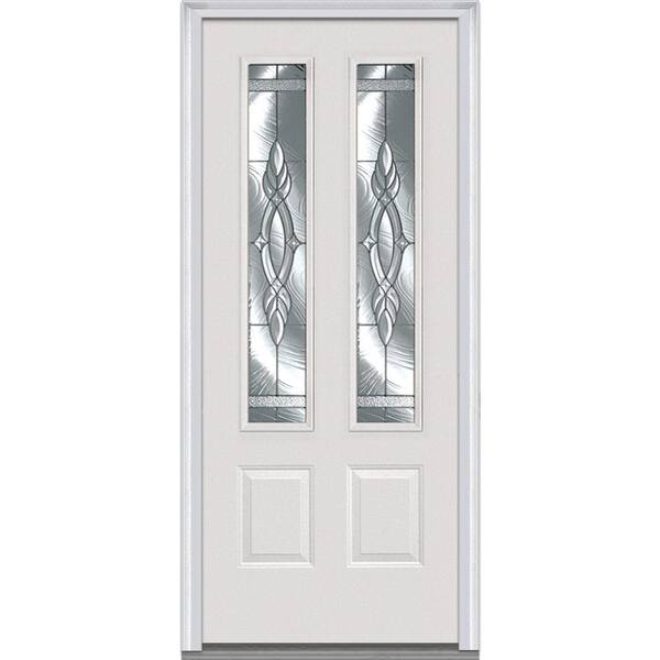 MMI Door 36 in. x 80 in. Brentwood Right-Hand 2-3/4 Lite 2-Panel Classic Primed Fiberglass Smooth Prehung Front Door