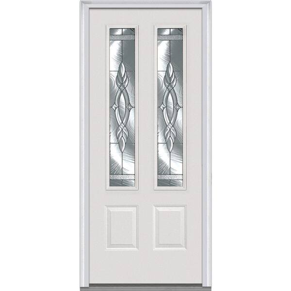 MMI Door 32 in. x 80 in. Brentwood Right-Hand 2-3/4 Lite 2-Panel Classic Primed Steel Prehung Front Door