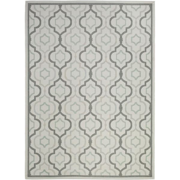 SAFAVIEH Courtyard Light Gray/Anthracite 9 ft. x 12 ft. Geometric Indoor/Outdoor Patio  Area Rug