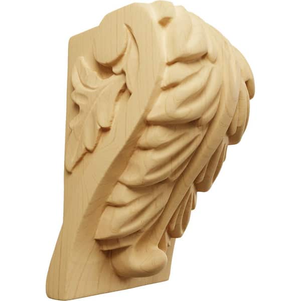 Ekena Millwork 2-1/4 in. x 2-1/2 in. x 4 in. Unfinished Wood Alder Small Acanthus Leaf Block Corbel