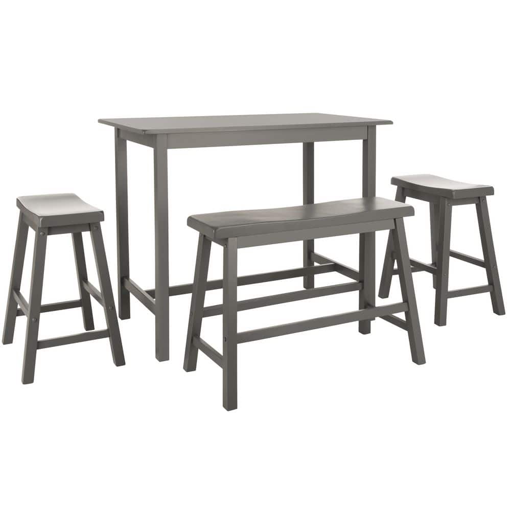 Gray Malaysian Oak 4-Piece Rectangular Pub Table Set