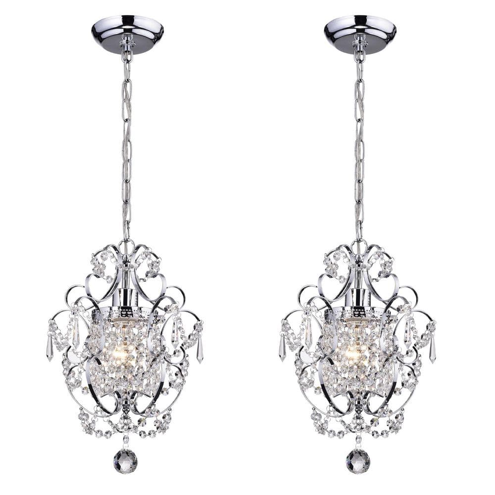 Amorette 1-Light Chrome Mini Glam Chandelier with Clear Glass Hanging Crystals (2-Pack) price history on PriceWatchPro