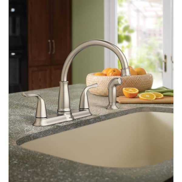 Brecklyn 2-Handle Standard Kitchen Faucet with Side Sprayer in Spot Resist Stainless