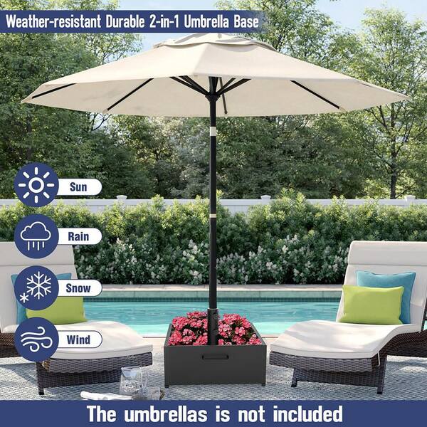 articulating outdoor patio umbrella with stand Amazon.com : 10' X 13' Patio Umbrella with Weighted Base and LED Lights Outdoor  Cantilever Large Rectangle Offset Umbrellas Heavy Duty Aluminum Double Top  with 360-degree Rotation for Pool Garden Deck, Beige :