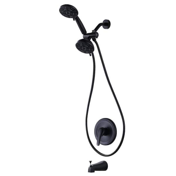 WOWOW Single Handle 1-Spray Tub and Shower Faucet 1.8 GPM in. Matte Black Valve Included