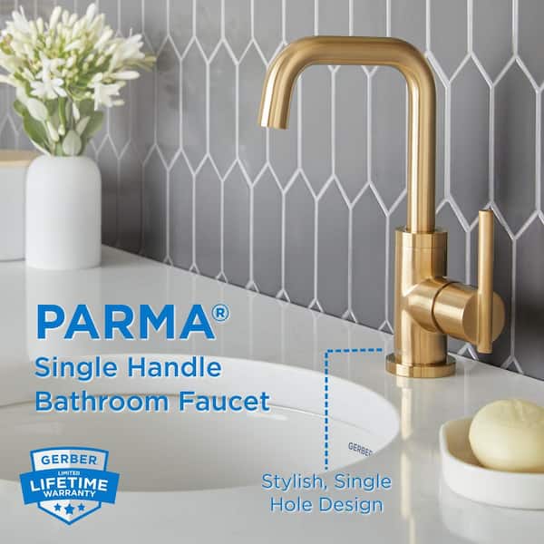 Parma 1-Handle Deck Mount Bathroom Faucet with Metal Touch Down Drain in Brushed Bronze