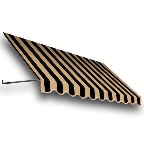 AWNTECH 3.38 ft. Wide Dallas Retro Window/Entry Fixed Awning (24 in. H x 48 in. D) Black/Tan