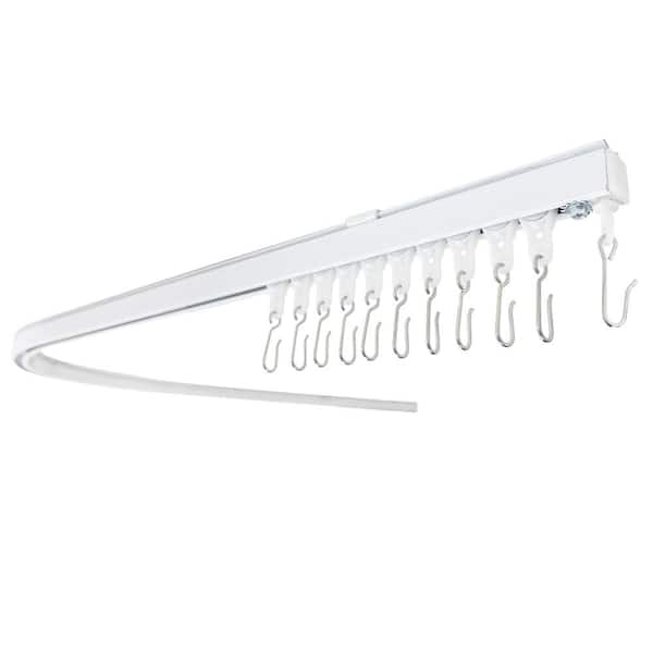 Heavy Duty 1 in. Dia Ceiling Mounted 90° Curved Corner Single Curtain Track 8 ft.