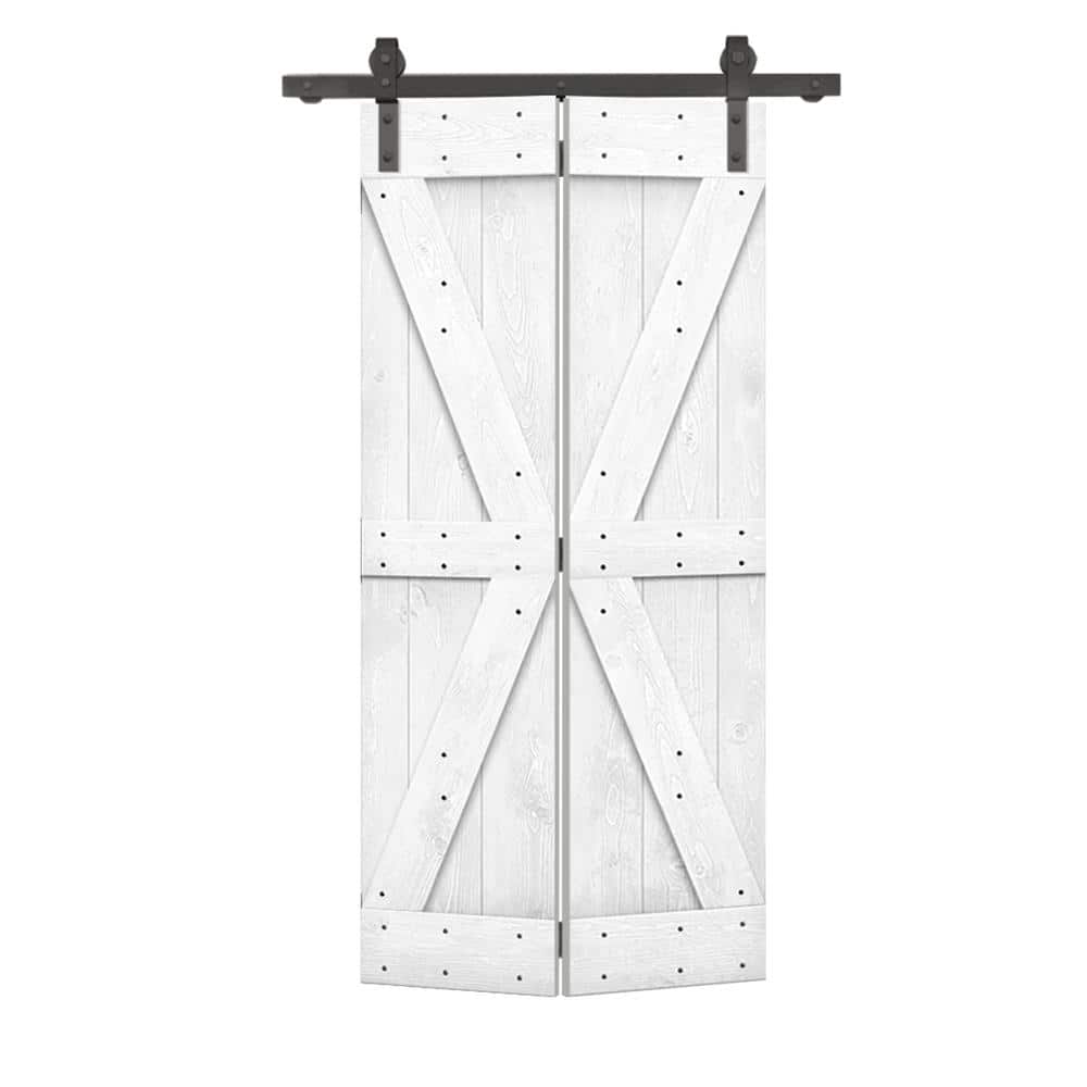 30 in. x 84 in. British K Pre-Assembled Solid Core White Wood Bi-Fold Door with Sliding Hardware Kit price history on PriceWatchPro