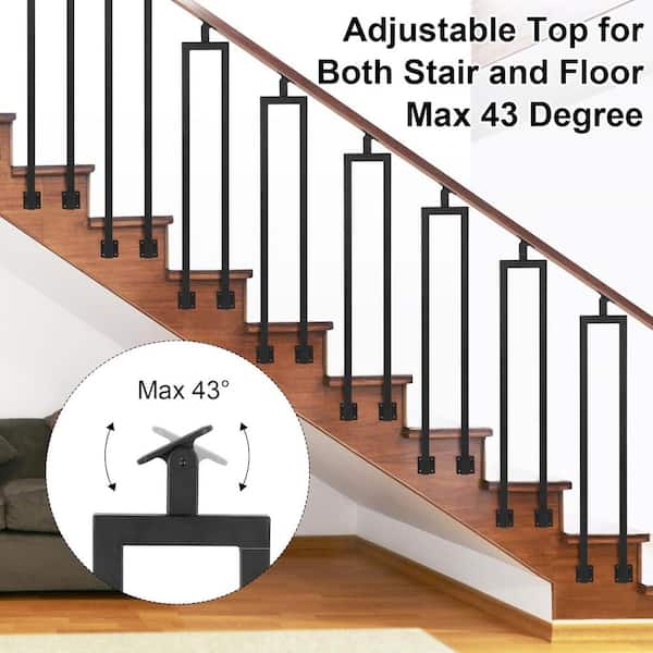 Artiz Stair Balusters With 180° Adjustable Metal Bracket, Industrial