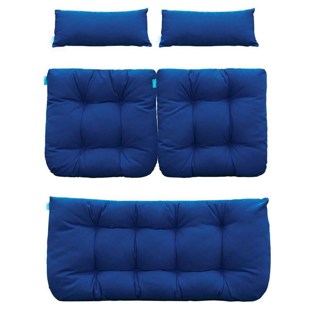 44 x 19 in. 5-Piece Set Outdoor Wicker Loveseat Seat Cushions Red