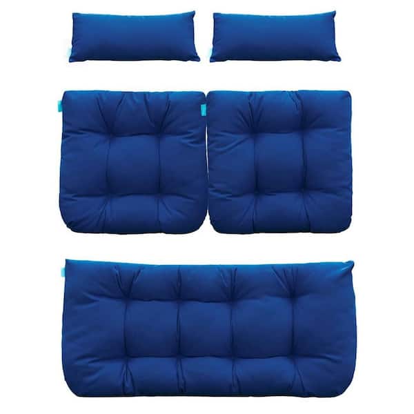 Unbranded 44 x 19 in. 5-Piece Set Outdoor Wicker Loveseat Seat Cushions Red