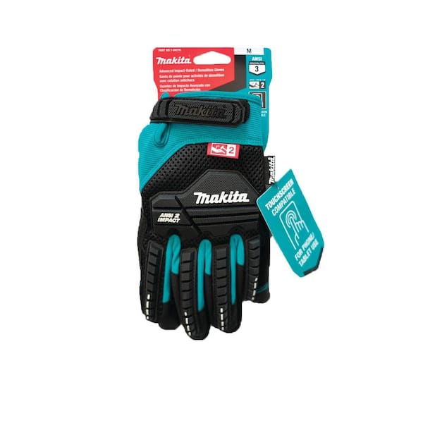 Makita Unisex Impact-rated T 04276 Advanced ANSI 2 Impact Rated Demolition  Gloves Medium, Teal/Black, Medium US