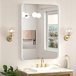 24 in. W x 36 in. H Modern Rectangular White Aluminum Framed Wall Bathroom Vanity Mirror