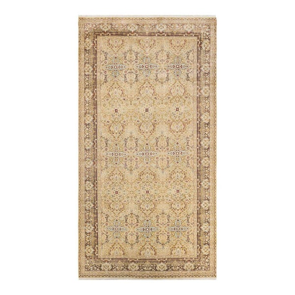 Mogul Yellow 6 x 12 Oriental Wool Indoor Runner Rug