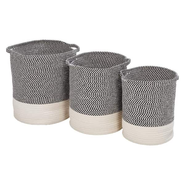 Honey-Can-Do Gray and White Cotton Rope Baskets (Set of 3)