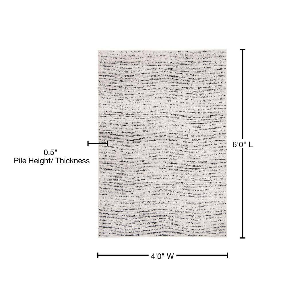Ivory Stripe Easy-Care Synthetic 4' x 6' Rectangular Rug