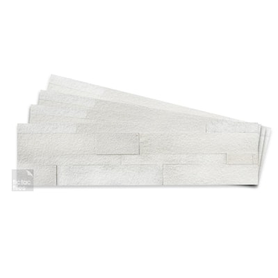 12-Sheets White 24 in. x 6 in. Peel, Stick Self-Adhesive Decorative 3D Stone Tile Backsplash [11.6 sq.ft./Pack]