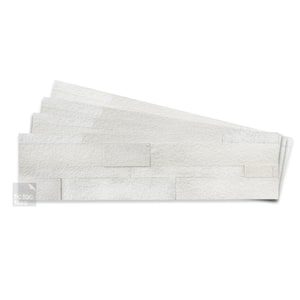 4-sheets White 24 in. x 6 in. Peel, Stick Self-Adhesive Decorative 3D Stone Tile Backsplash (3.87 sq.ft. / pack)