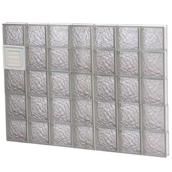 Clearly Secure 40.25 in. x 34.75 in. x 3.125 in. Frameless Ice Pattern Glass Block Window with Dryer Vent