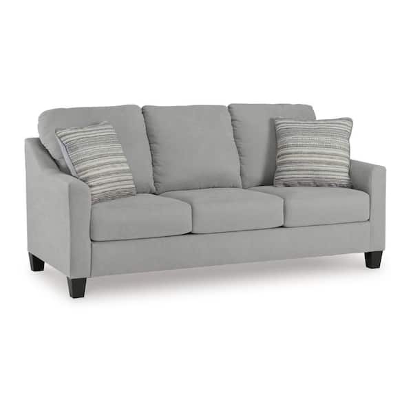 Blaire 80 in. Straight Arm Polyester Rectangle with 2-Accent Pillows Sofa in Gray and Black
