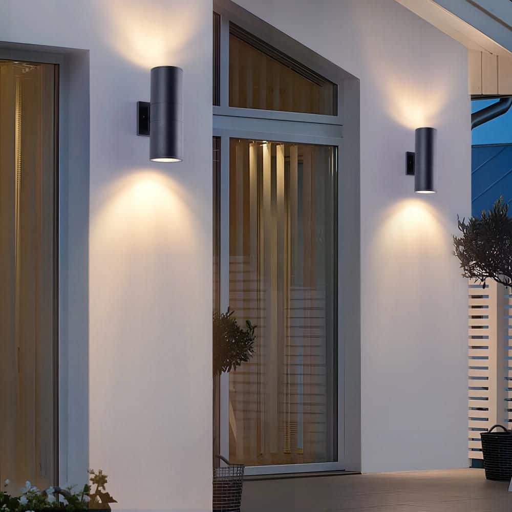 11 in. Black Modern Outdoor Porch Light, 2-Light 2-Pack Wall Sconce with Tempered Glass for Patio, Garage and Entryway price history on PriceWatchPro