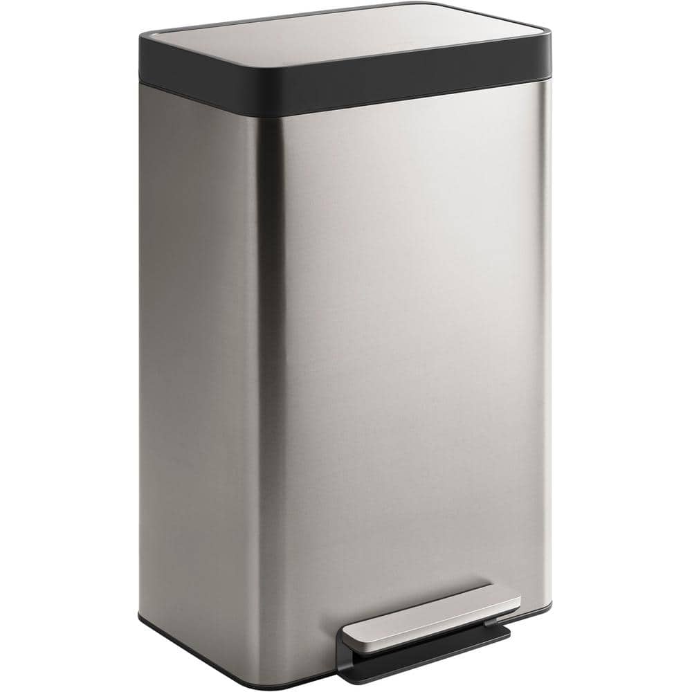 KOHLER 13-Gallon Stainless Steel Step Trash Can with Fingerprint-Resistant Finish K-20940-ST