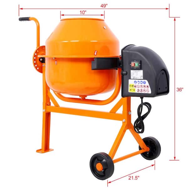 3 cu. ft. Portable Cement Mixer Electric Concrete Mixer with 110-Volt AC Motor for Mortar, Stucco and Fodder