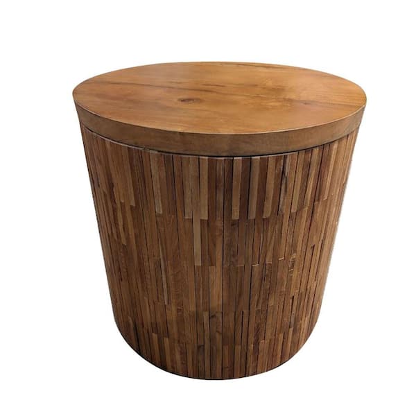 Benjara 18 in. Brown Square Wood End Table with Wooden Frame