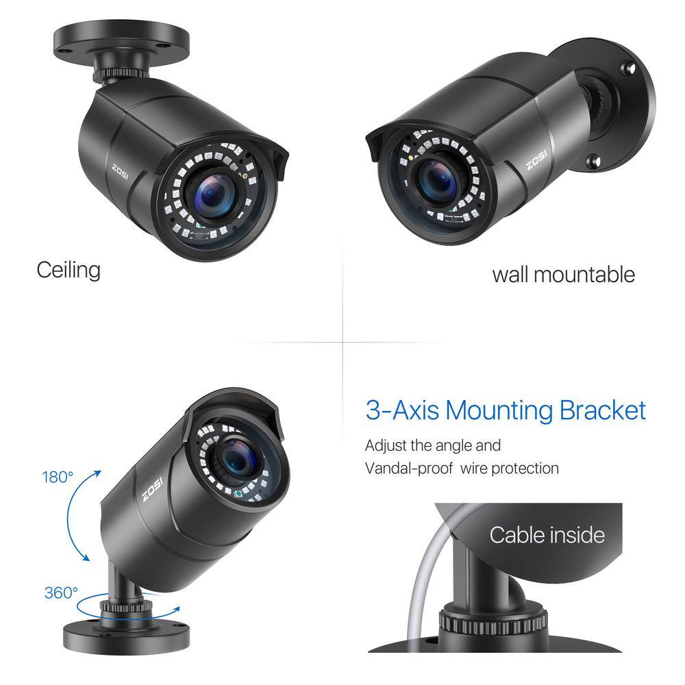 ZOSI 8-Channel 1080p DVR Security System with 4 Wired Outdoor Cameras