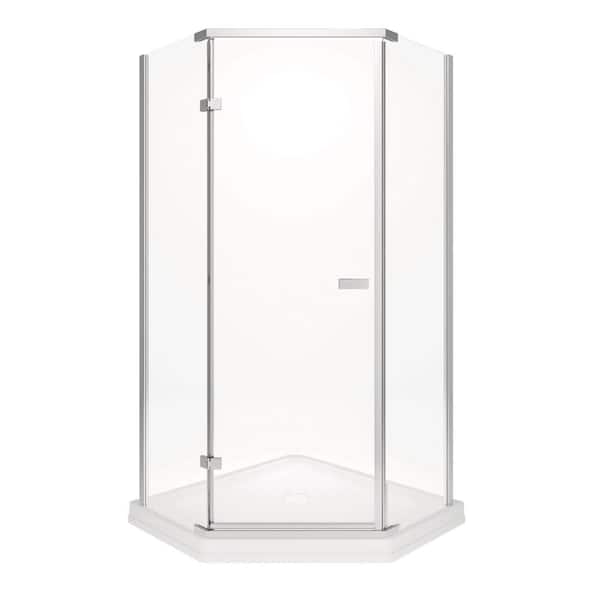 38 in. L x 38 in. W x 72 in. H Corner Shower Kit with Pivot Frameless Shower Door and Shower Pan
