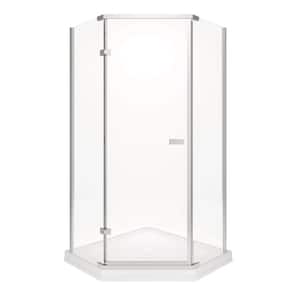 38 in. L x 38 in. W x 72 in. H Corner Shower Kit with Pivot Frameless Shower Door and Shower Pan