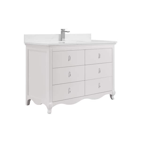 WS2512-48-DW 48 in. Single Sink Sink Vanity Dreamy White Bath Vanity with White 1 in. Artificial Stone Top