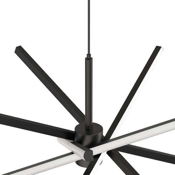 YANSUN 5-Light Black Modern LED Chandelier, Linear Pendant