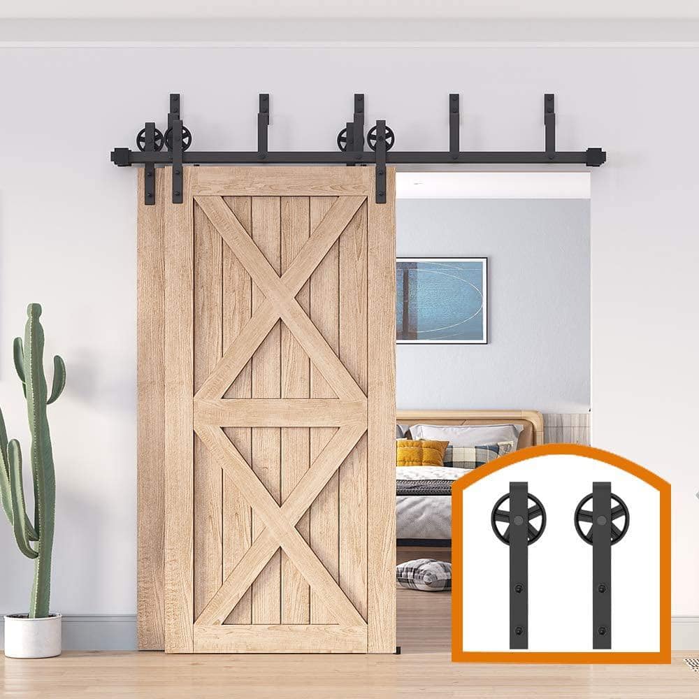 48 in. Black Steel Sliding Barn Door Hardware Kit